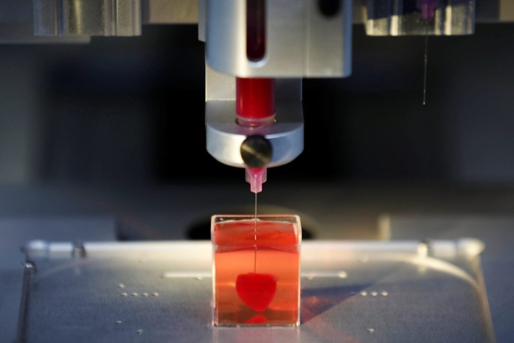 In 2019, scientists printed the world's first living heart from human cells. It is complete with "blood vessels, ventricles and chambers."