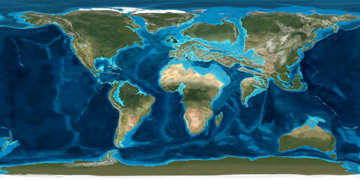 A map of the Earth at the time when the yeast were trapped in tree resin.