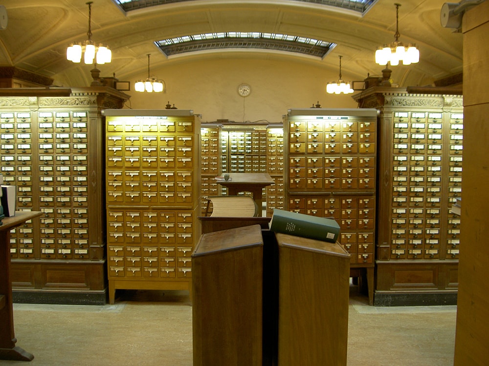 Due to its completeness, the library itself is the most compact catalog of all the books in the library. In other words, a card-catalog of the library would be the library itself.