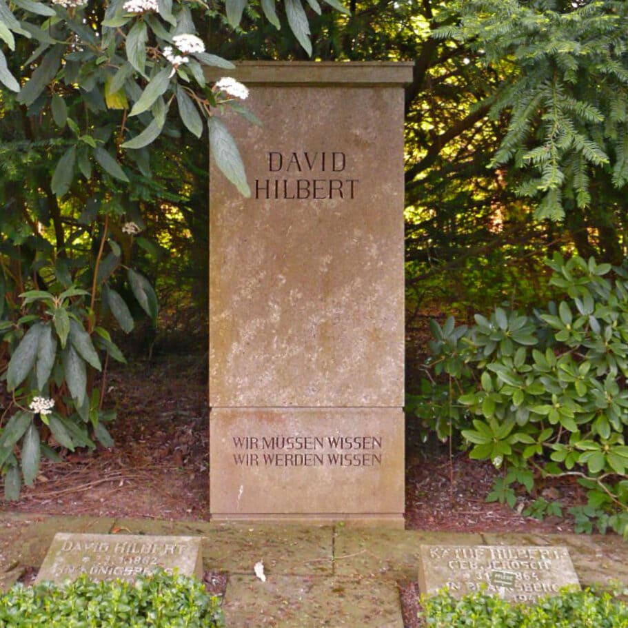 David Hilbert's tombstone in Göttingen. The inscription reads: "Wir mussen wissen. Wir werden wissen." Meaning "We must know. We will know." Image Credit: Wikimedia