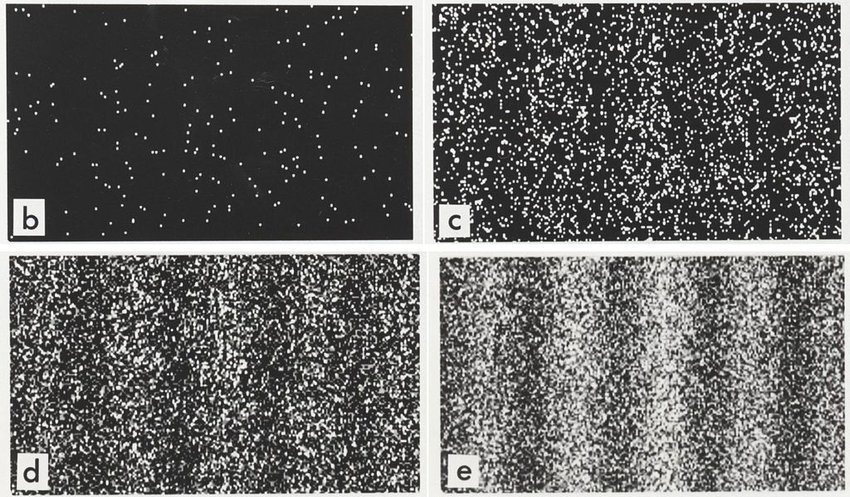 The single-electron double-slit experiment, voted the most beautiful experiment in physics, reveals a fundamental randomness. We cannot predict where electron will hit the screen. Image Credit: A. Tonomura, J. Endo, T. Matsuda, and T. Kawasaki