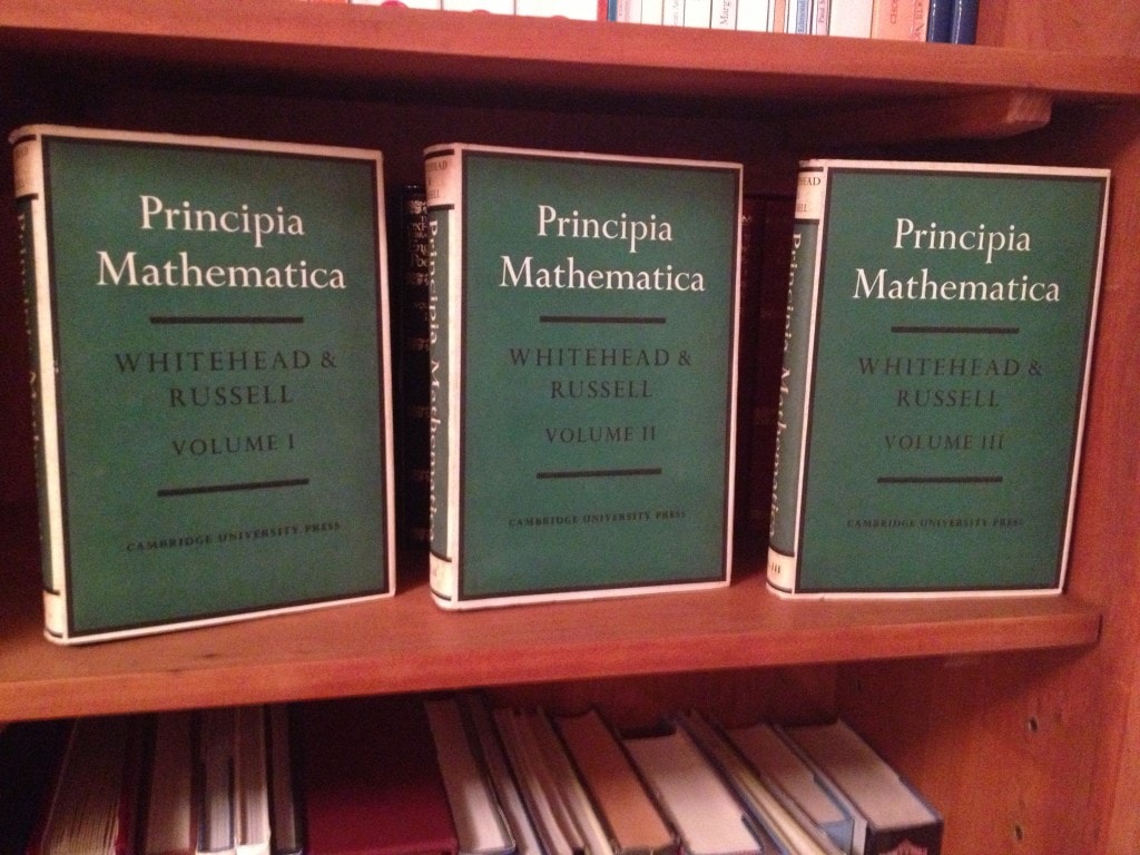 The three volume set of Principia Mathematica, (The Principles of Mathematics), took Russell and Whitehead over a decade to write. Image Credit: Lars Tyge Nielsen